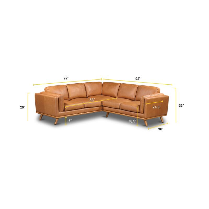 Poly and Bark Cadiz Corner Sectional - Genuine Italian Leather