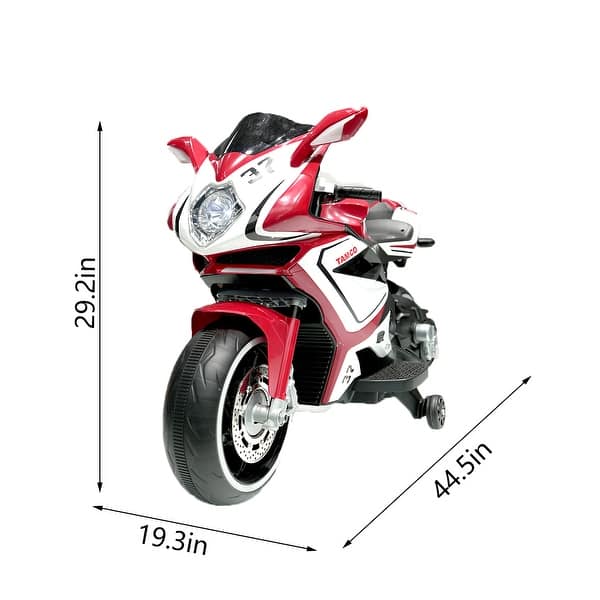 dimension image slide 1 of 2, Safe Kids Ride-On Motorcycle with Lighting Wheels, Music, and Training Support