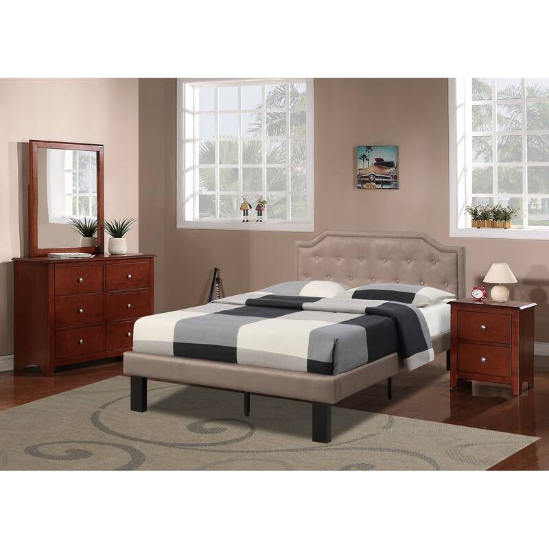 Modern Bedroom Nightstand,2 Drawers Bed Side Table Rubberwood