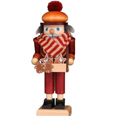 10" Christian Ulbricht Natural Wood Gingerbread Vendor Christmas Nutcracker