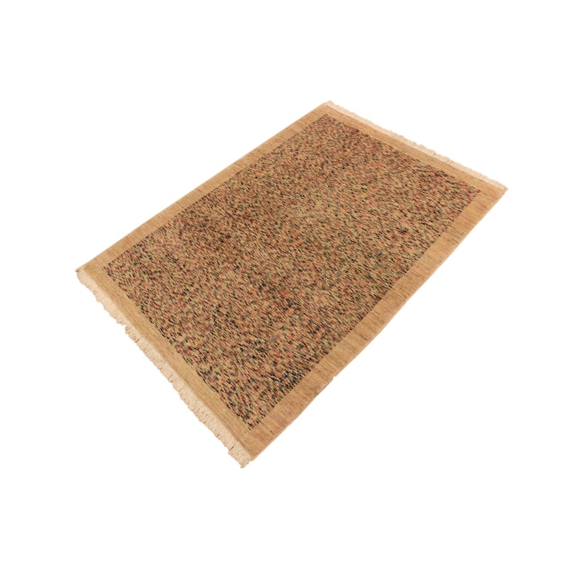 Modern Minimalist Gabbeh Hand Knotted Wool Area Rug