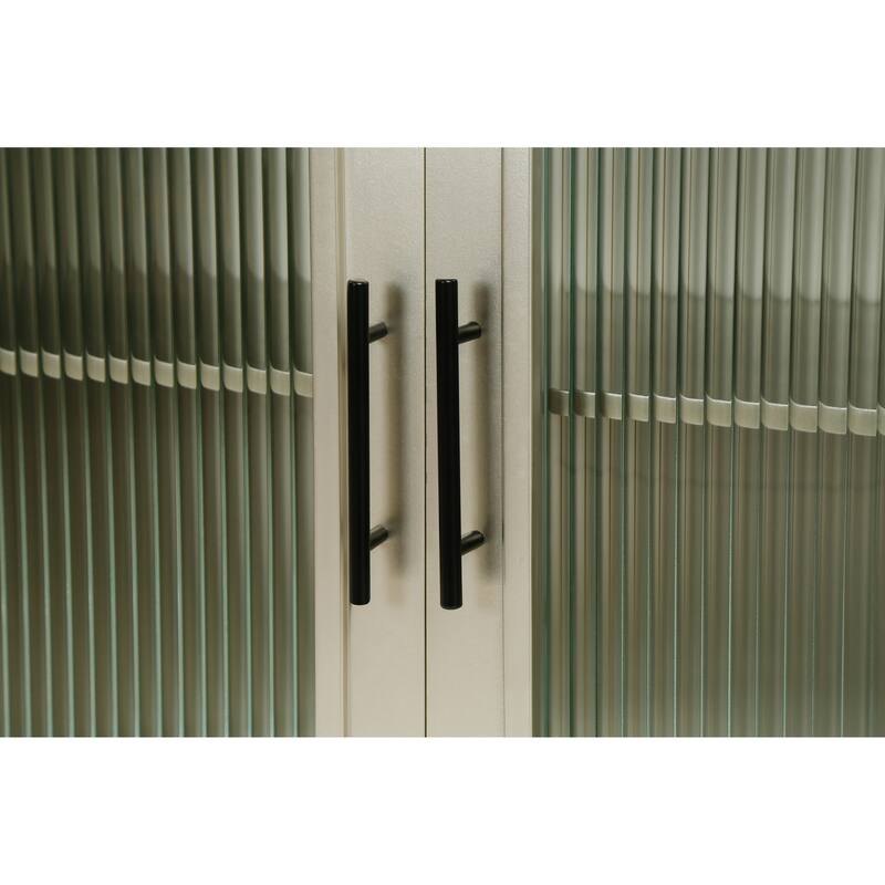 GDFStudio - Azureline Modern Wooden TV Stand with Glass Doors and Adjustable Storage for 65+ Inch TVs