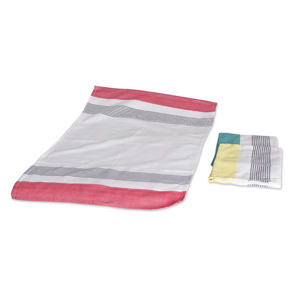 Novica Handmade Stripes Of Elegance Cotton Dish Towels (Set Of 3)