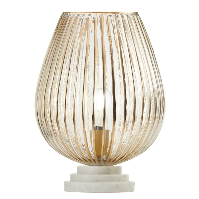 Aria River of Goods Marble and Clear Glass Urn-Shaped Shade 12.25-Inch Accent Lamp - 10.25" x 10.25" x 12.25" - 10.25" x 10.25" x 12.25" - Gold/Clear/White