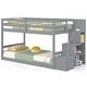 preview thumbnail 12 of 12, Twin Over Twin Low Bunk Bed with Storage Stairs, Floor Bunk Bed Frame