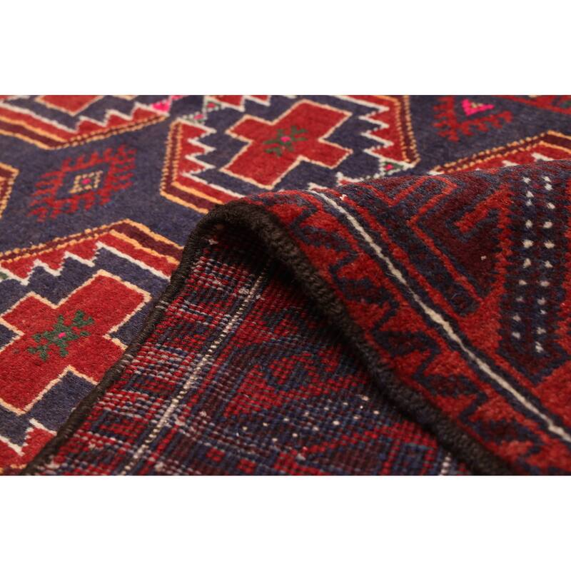 ECARPETGALLERY Hand-knotted Baluch Dark Navy, Red Wool Rug - 3'2 x 5'6