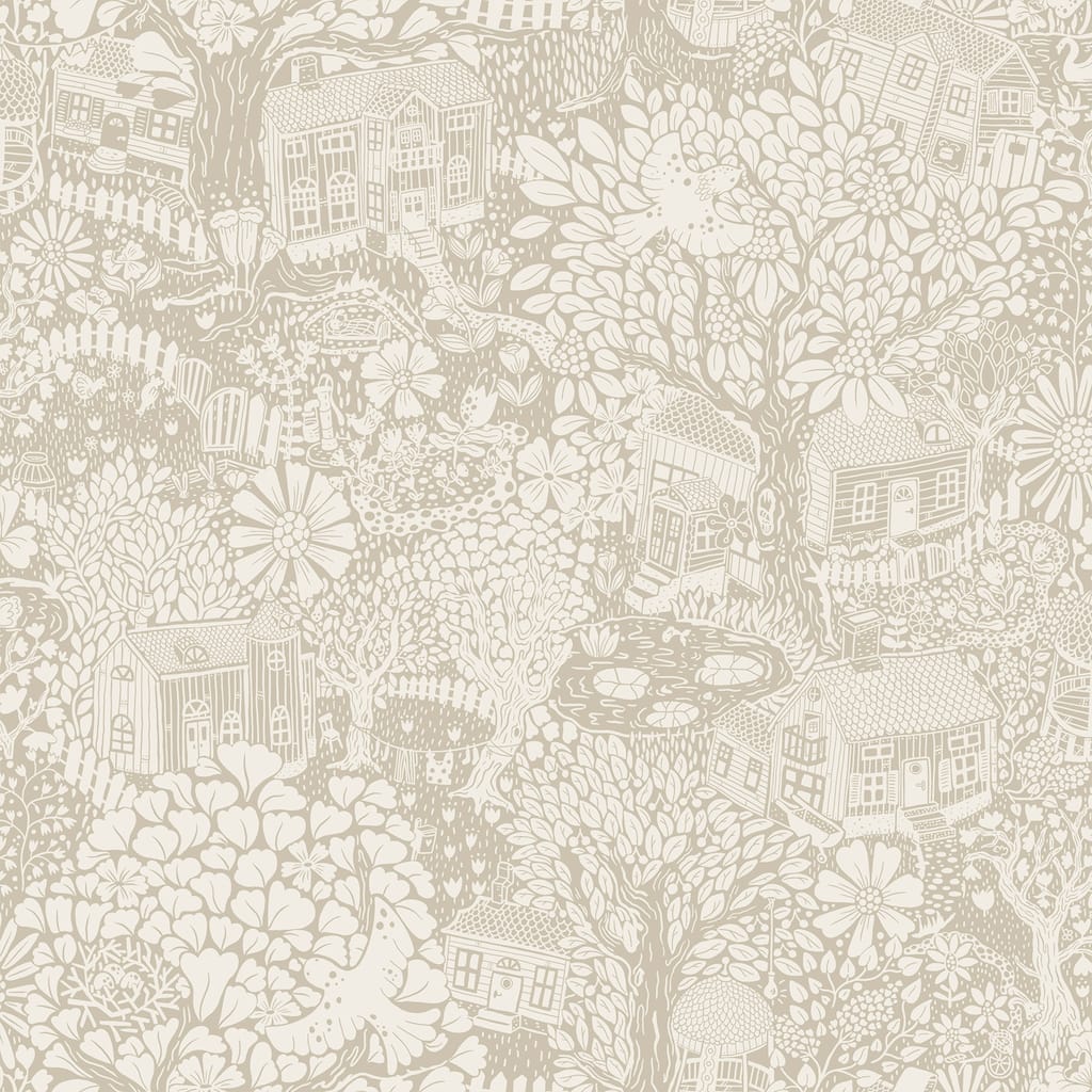 Botanical Gainesville Bygga Bo Neutral Woodland Village 33 ft L X 20.9 in W Wallpaper.