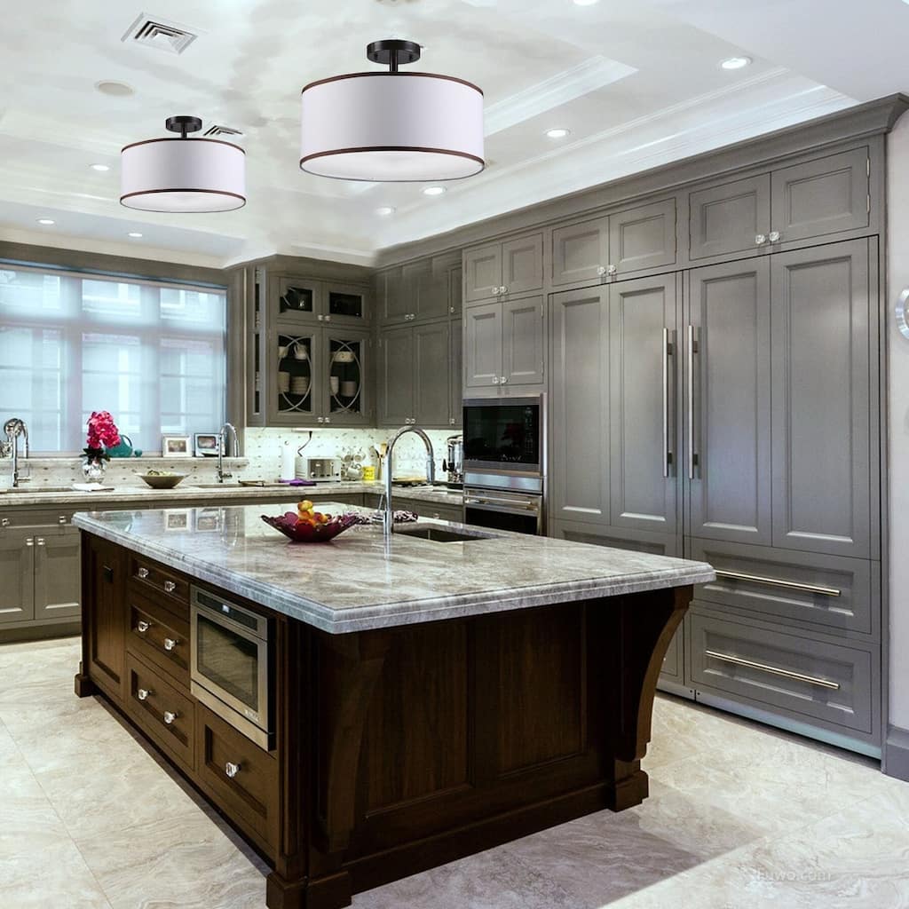 CO-Z Contemporary 3-Light Drum Chandelier with Diffused Shade