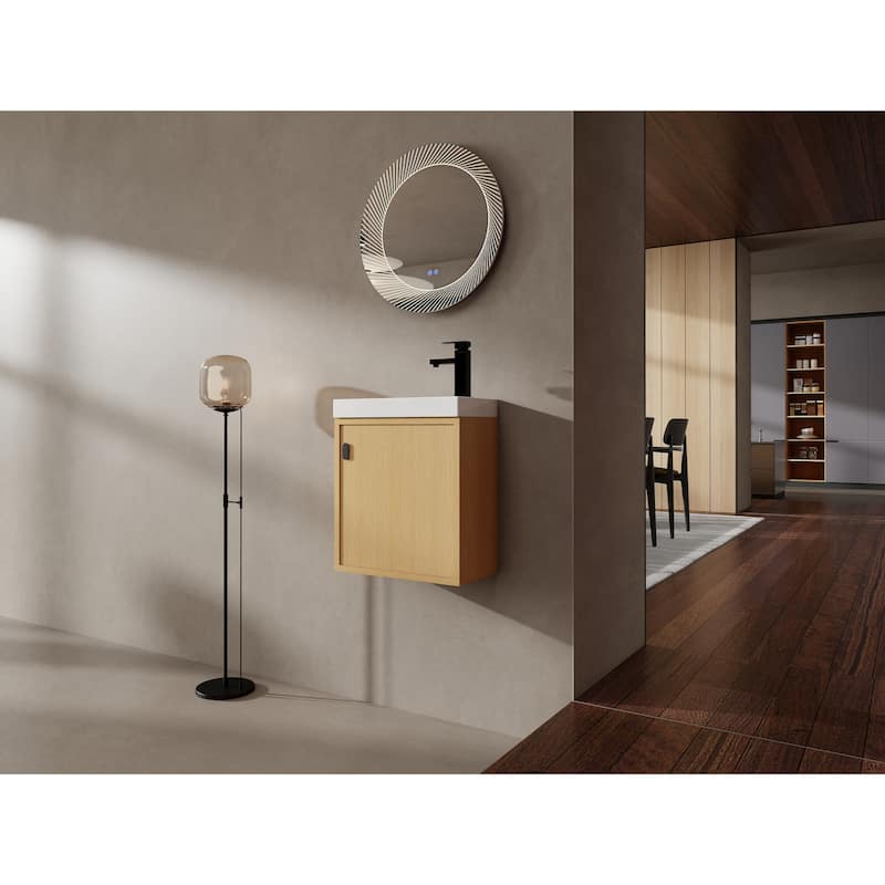 GDFStudio - Helsinki 18.5" Modern Wall-Mounted Bathroom Vanity Set with Resin Sink, Soft Closing Door & Antirust Hardware