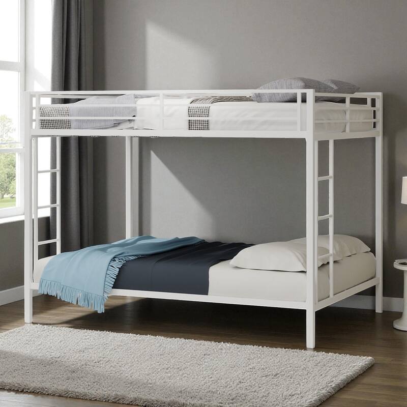 Full/Queen Metal Bunk Bed with Heavy-Duty Square Tube Frame, Dual Sleeping Areas, Space-Saving Design for Shared Rooms