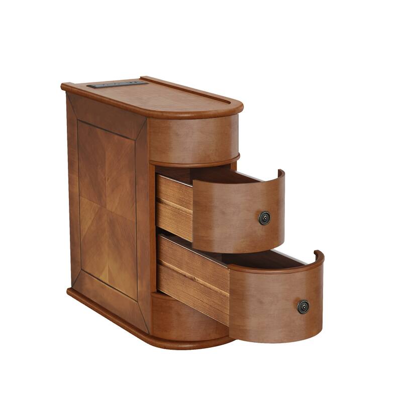 End Table with Charging Station,Sofa Side Table with Drawers, No Assembly Required