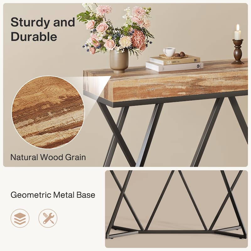 Rustic Console Table, 55 Inch Sofa Table Entryway Table