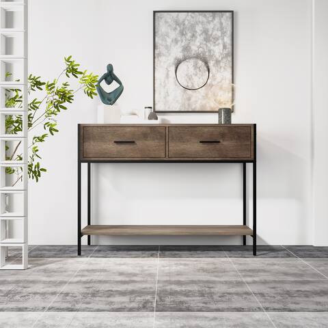 Table with Top Drawers and Shelf
