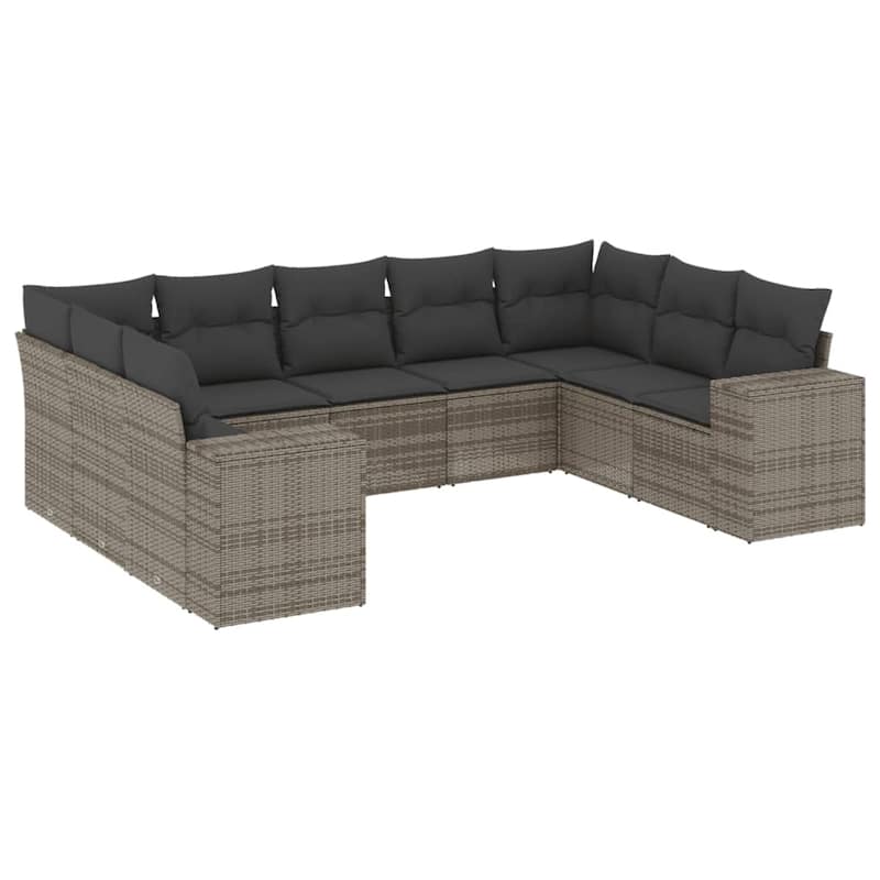 vidaXL Patio Sofa Set with Cushions Outdoor Conversation Furniture Poly Rattan