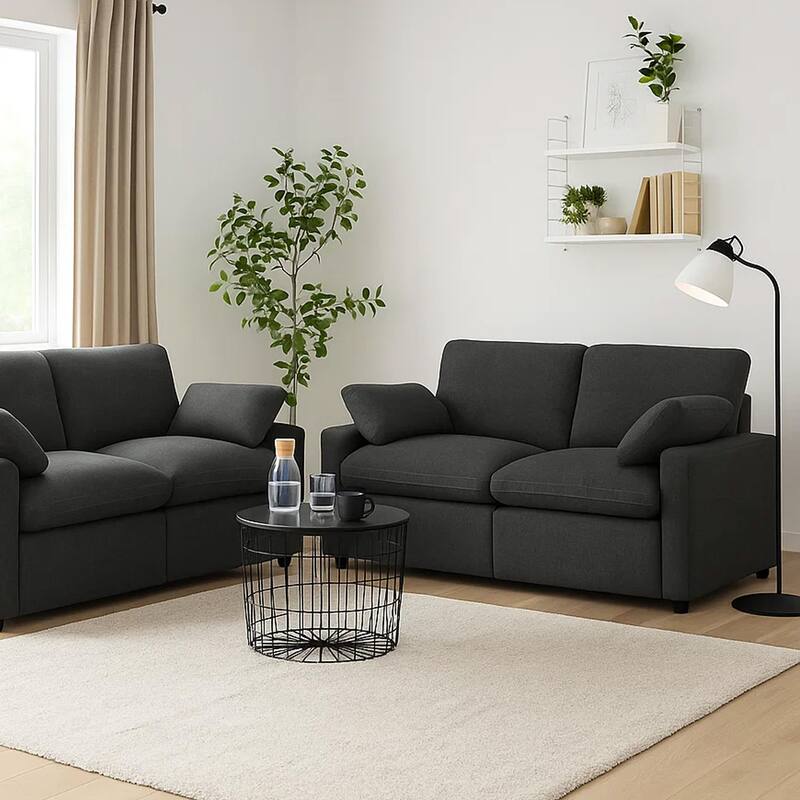 Biny Modular Power Reclining Loveseat, 2 Pillows, Dark Gray, 86 Inch