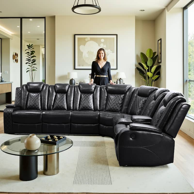 Off-White 3-Piece Breathing Leather Living Room Recliner Sofa set