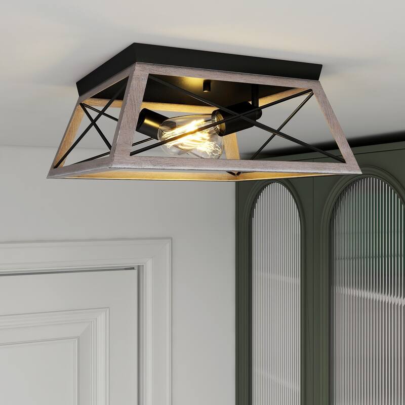 2 Light Farmhouse Flush Mount Ceiling Light