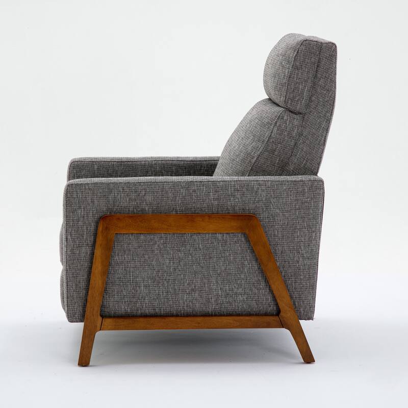 Modern Upholstered Recliner with Soft Thick Cushions, Solid Wood Frame