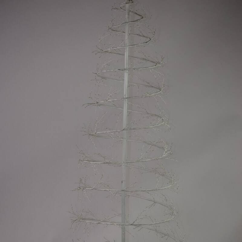 6.5' White Revolve Spiral Artificial Tree, LED Warm White Lights