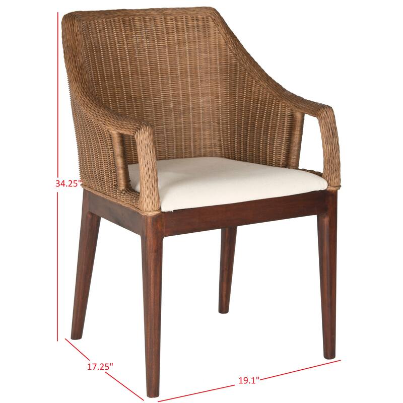 SAFAVIEH Duyen Dining Multi/ Brown Arm Chair - 23" x 23.3" x 34" - 23Wx23Dx34H
