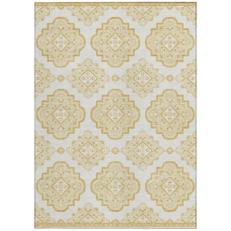 HomeRoots Medallion Transitional Rectangle Outdoor Rug