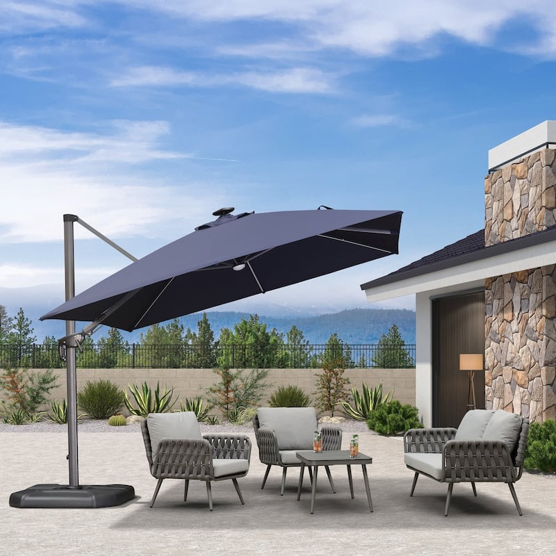 PURPLE LEAF 10 ft Square 360 Degree Rotation Patio Cantilever Umbrella