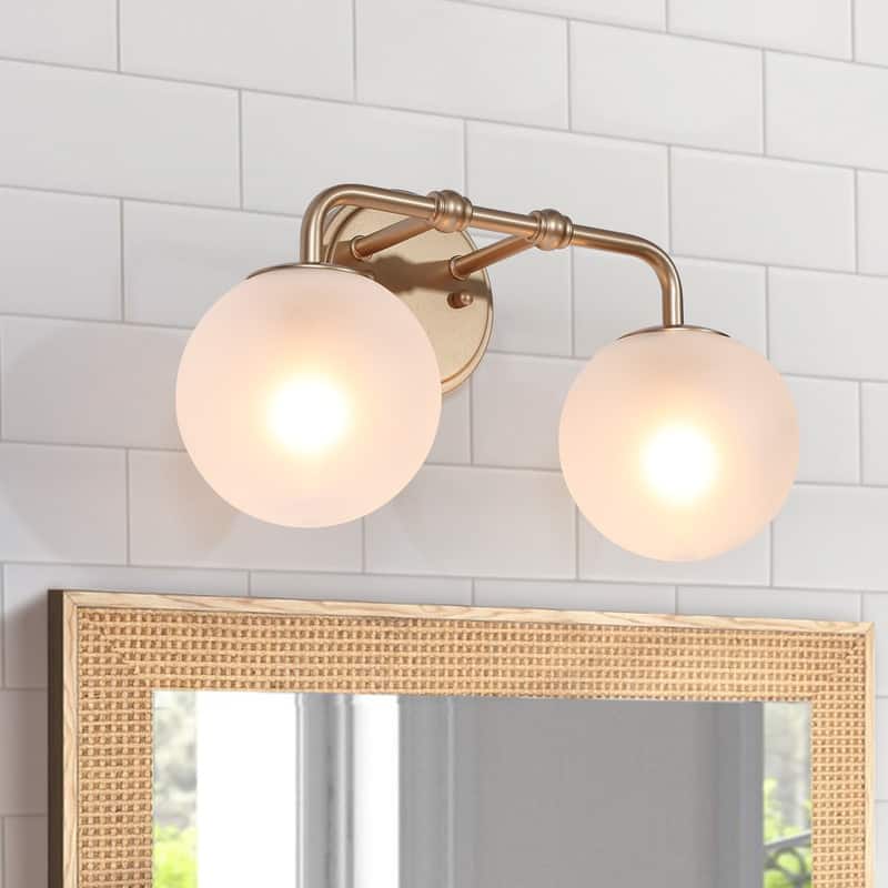 Siya Modern 3/2/1 Frosted Glass Bathroom Vanity Lights Romantic Gold Statement Wall Sconces - Gold-2 light