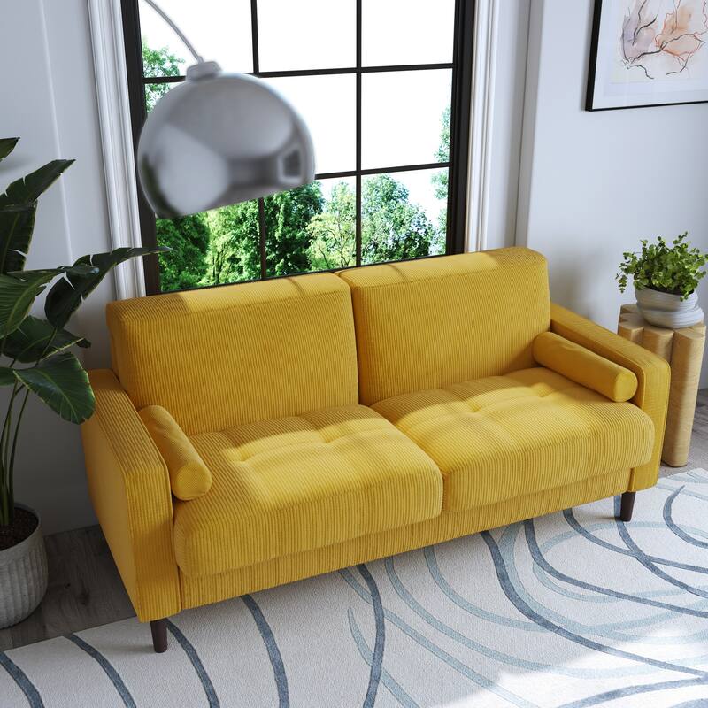 Corduroy 61.9" Loveseat Sofa Square Armrests