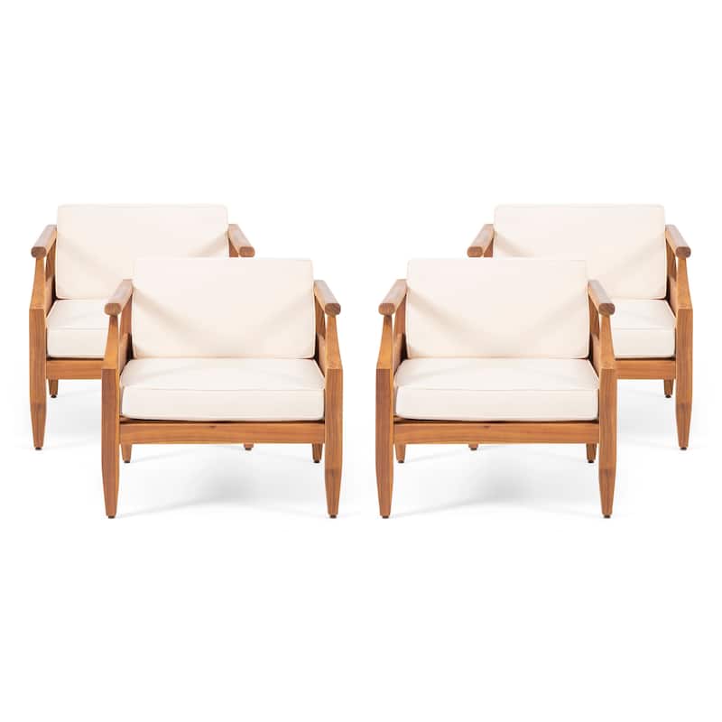 Aston Outdoor Mid-century Modern Acacia Wood Club Chair (Set of 4) by Christopher Knight Home