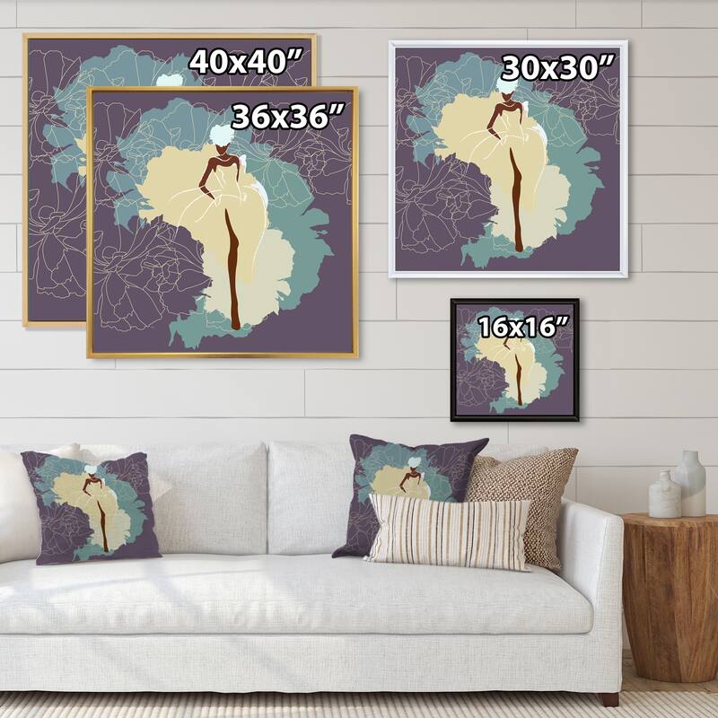 Designart "African American Woman In Gorgeous Wedding Dress" Modern Framed Canvas Wall Art Print