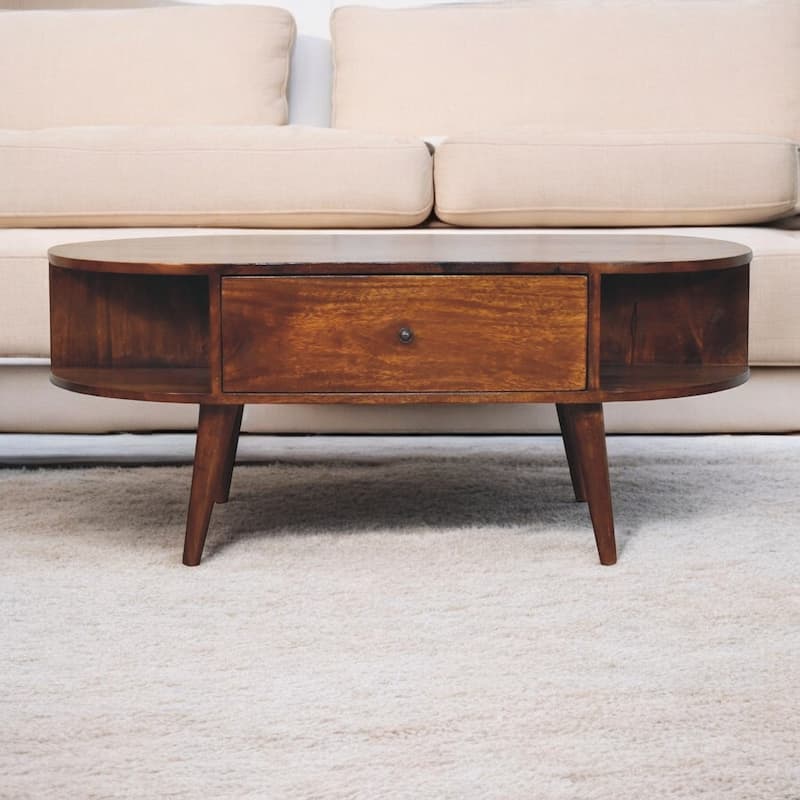 Artisan Furniture Solid Wood Chestnut Oval Coffee Table