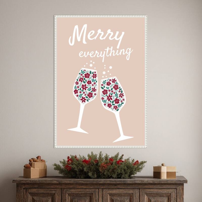 Merry Everything by Emeliemaria (23 x 33 in.), Framed Canvas Wall Art Print - Sylvie Beaded White