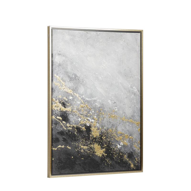 Canvas Geode Living Room Framed Wall Art with Gold Frame - Roche River Decor