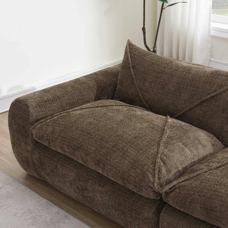 116" Chenille Fully Compressed Sectional Sofa with High-Density Foam, and 6-Seater Modular Cloud Couch