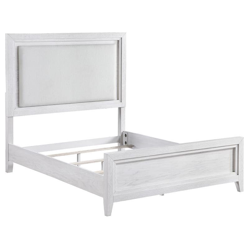 Marielle Upholstered Panel Bed Distressed White - Queen