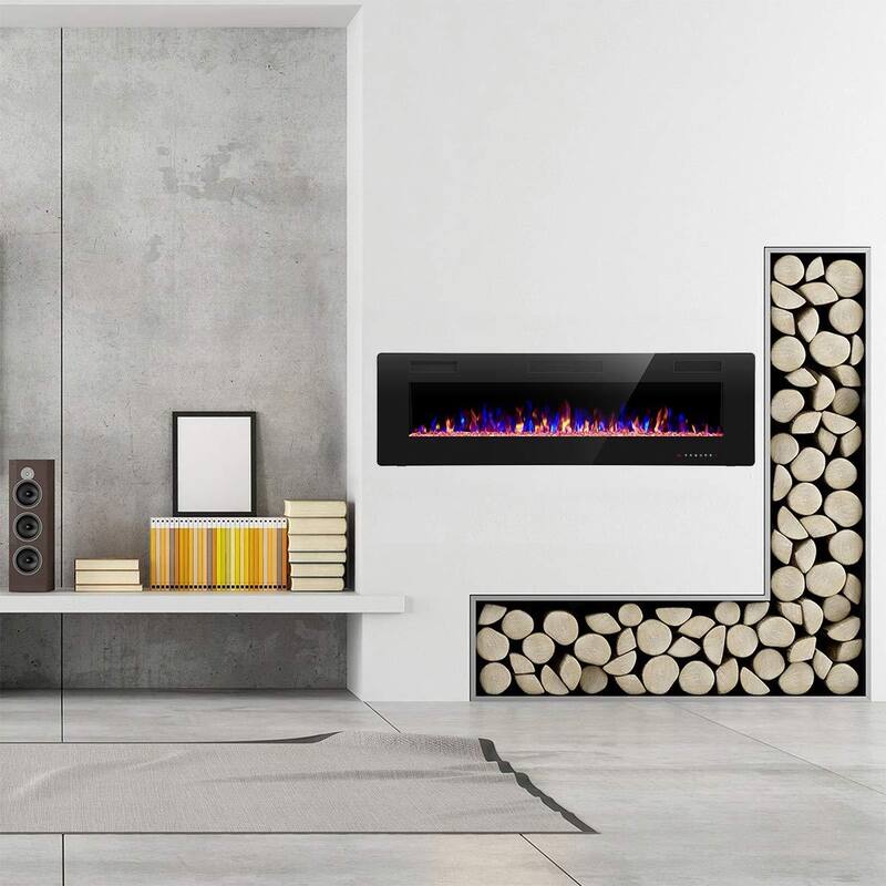 30-60" Recessed Wall Mounted Electric Fireplace, 750-1500W,Touch screen and Remote Control
