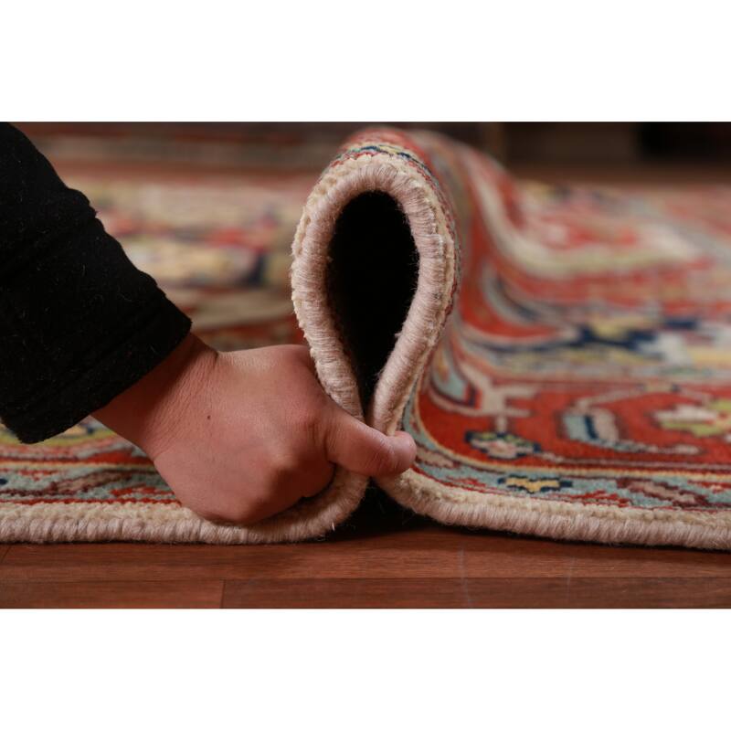 Medallion Ivory Oushak Oriental Area Rug Handmade Wool Carpet - 8'10" x 11'10"