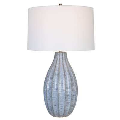 Uttermost Veston Blue Glaze Table Lamp - 17 W x 28 H x 17 D (inches)