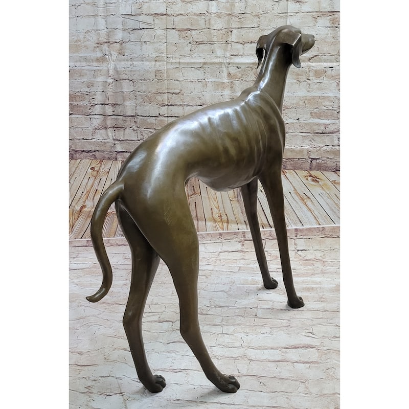 Art Deco Hand Made Dark Patine Greyhound Dog Bronze Sculpture Home Decoration