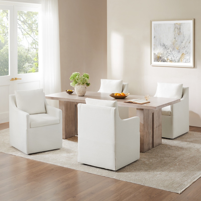 Bentley Modern Mobile Dining Arm Chairs with Casters & Storage