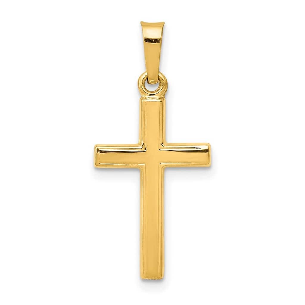 Curata 14k Yellow Gold 18" Polished Simple Latin Cross Pendant Necklace - 27x12mm