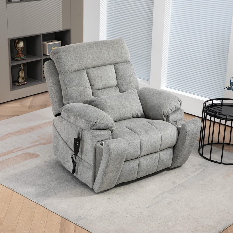 Flagship Oversized Velvet Power Lift Recliner - Recliner Chair with Massage,Heating and Assisted Standing