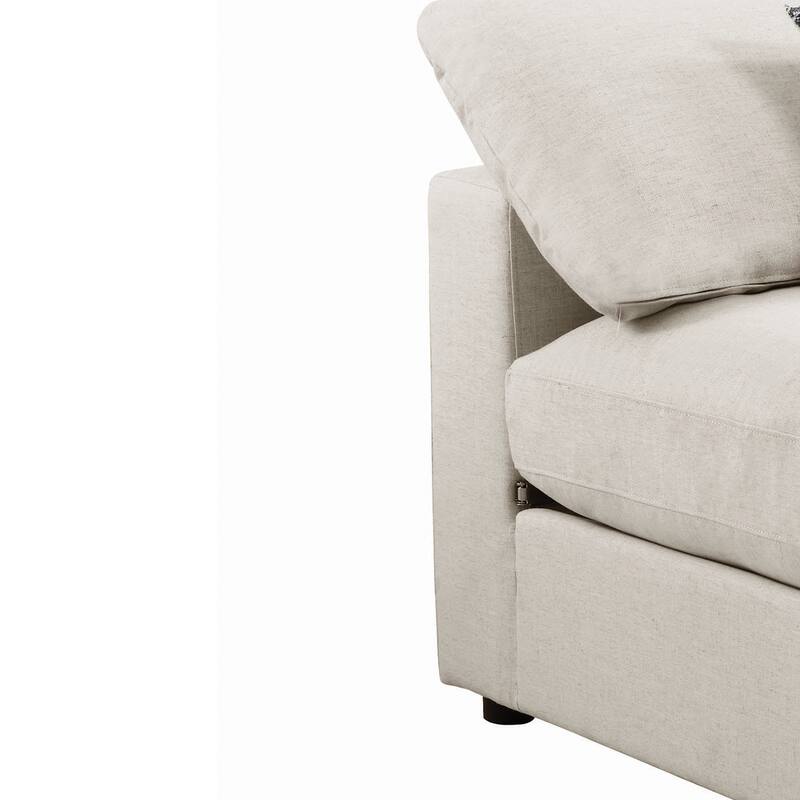 Fabric Upholstered Wooden Armless Chair with Loose Cushion Seat, Beige