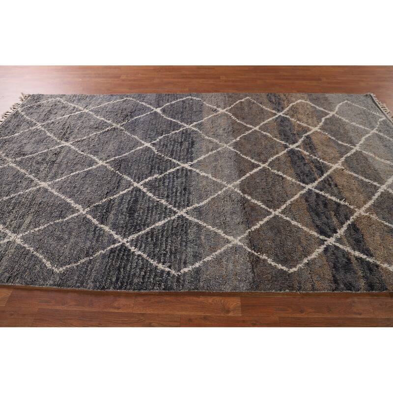 Trellis / Moroccan Oriental Area Rug Hand-Knotted Wool Carpet - 6'0" x 10'2"