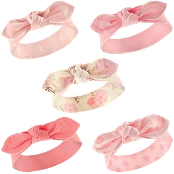 slide 1 of 1, Hudson Baby Infant Girl Cotton Headbands 5pk, Boho Flower, 0-24 Months - Boho Flower Boho Flower - 0-24 Months