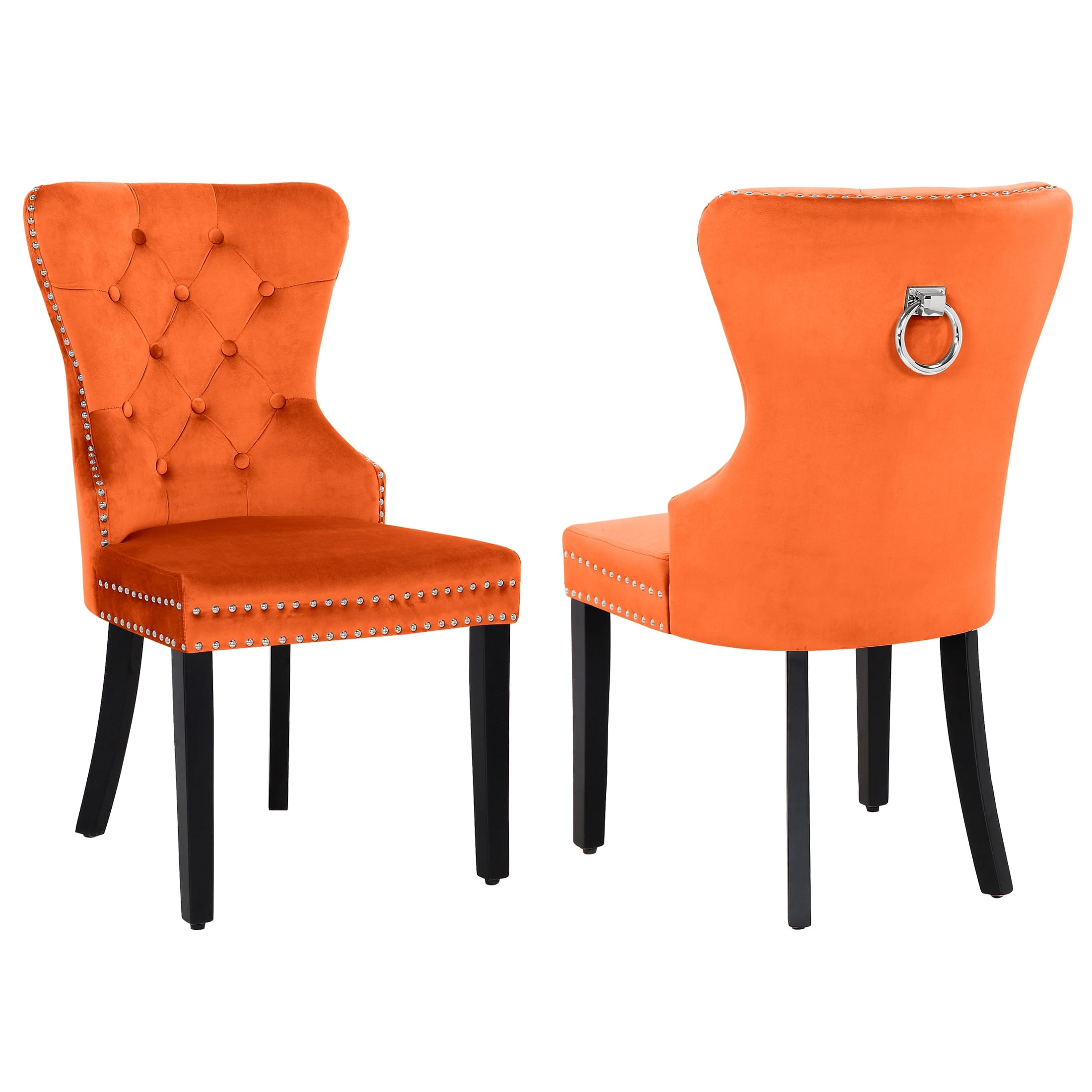 Grandview Tufted Upholstered Dining Chair (Set of 2) with Nailhead Trim and Ring Pull On Sale