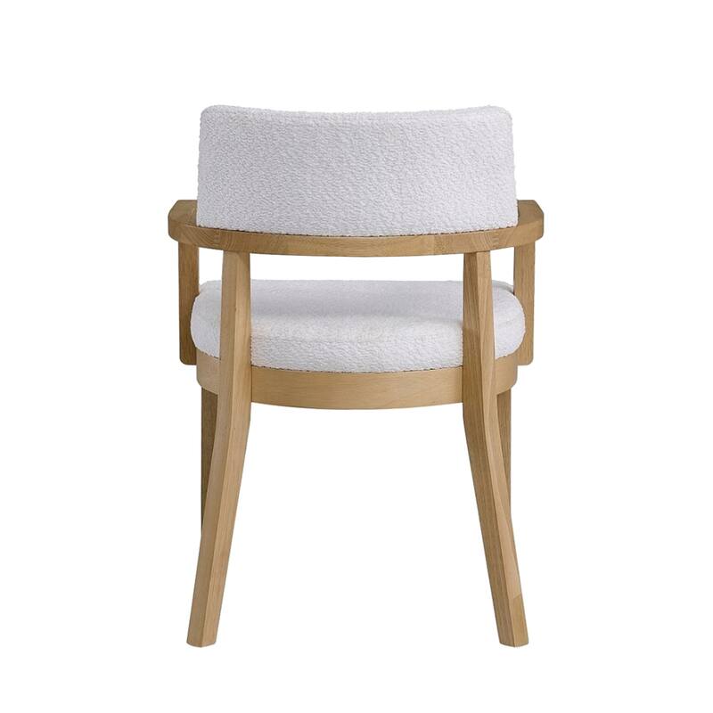 Set of 2 Upholstered Dining Arm Chair with Tapered Legs in Oak