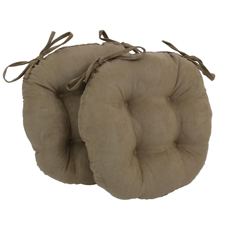 16-inch Round Indoor Microsuede Chair Cushions (Set of 2, 4, or 6) - Set of 2 - Java