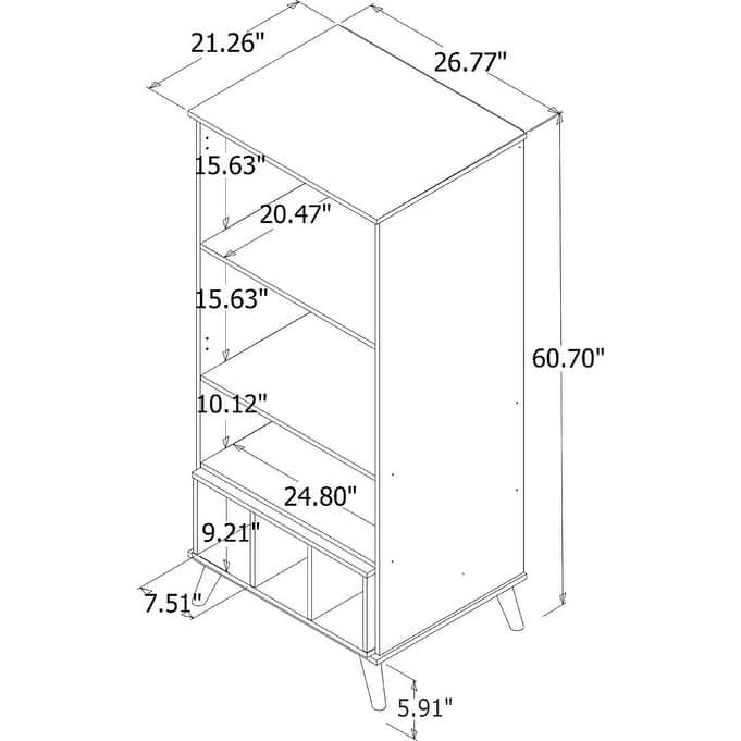 Manhattan Comfort Hampton Wood 6 Shelf Display Cabinet