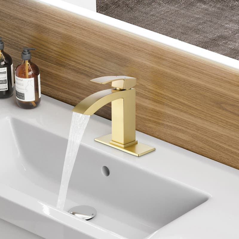 Modland Single Handle Waterfall Bathroom Sink Faucet with Deck Plate
